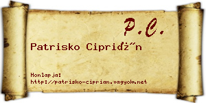 Patrisko Ciprián névjegykártya